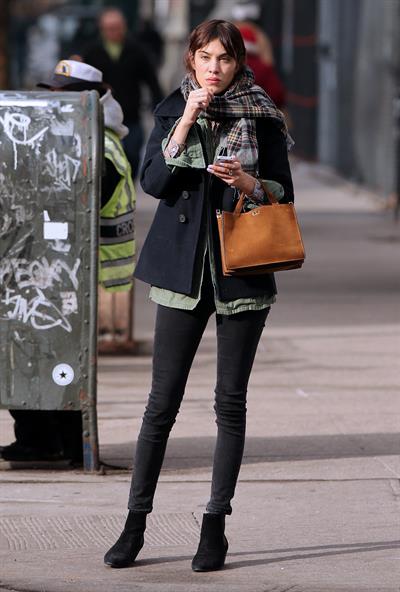 Alexa Chung Peels restaurant in the East Village in NYC, December 20, 2013