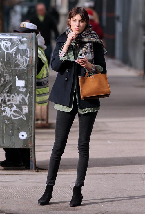 Alexa Chung Peels restaurant in the East Village in NYC, December 20, 2013