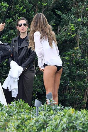 Alessandra Ambrosio Victoria's Secret bikini photoshoot candids, Miami, Jan 30, 2014 