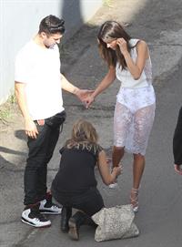 Alessandra Ambrosio on the set of a photo shoot for 'Harpers Bazaar' in Los Angeles on February 27, 2014