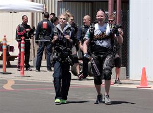 AnnaLynne McCord skydives from 18,000 feet at a charity event, Lompoc August 16, 2014