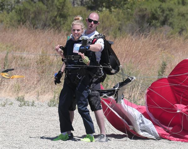 AnnaLynne McCord skydives from 18,000 feet at a charity event, Lompoc August 16, 2014