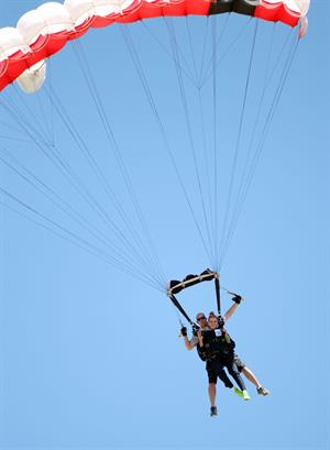 AnnaLynne McCord skydives from 18,000 feet at a charity event, Lompoc August 16, 2014