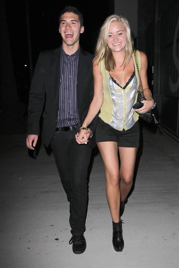 Amanda Michalka leaves a club with a friend in Los Angeles on August 7, 2010 