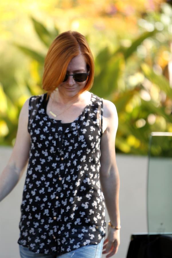 Alyson Hannigan outside her house on August 7, 2014