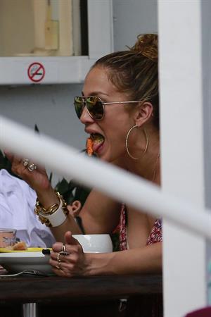 Jennifer Lopez and Leah Remini shopping at Fred Segal in Los Angeles on July 30, 2014