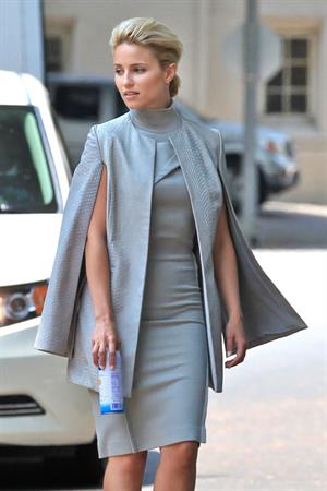 Dianna Agron wearing grey on the set of  Headlock  on July 29, 2014