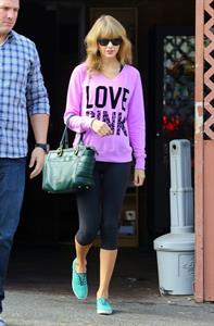 Taylor Swift in a Love Pink shirt in Los Angeles on 10/24/13  
