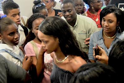 Rihanna Promotes her new perfume 'Rogue' in Barbados 31.10.13 