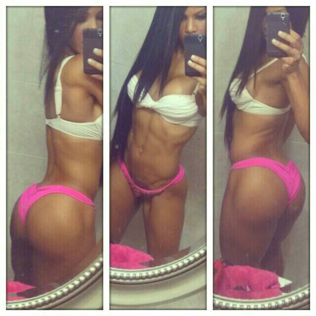 Yarishna Ayala Otero in a bikini taking a selfie and - ass