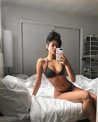 Justine Mae Biticon in lingerie taking a selfie