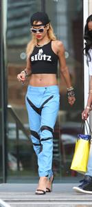 Rihanna arrives, an hour late, at her concert at the Manchester Arena on July 16, 2013