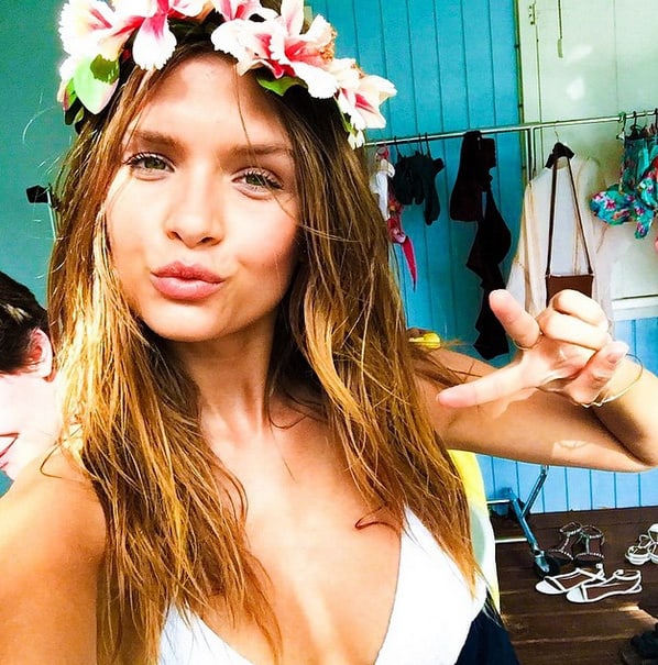Josephine Skriver taking a selfie
