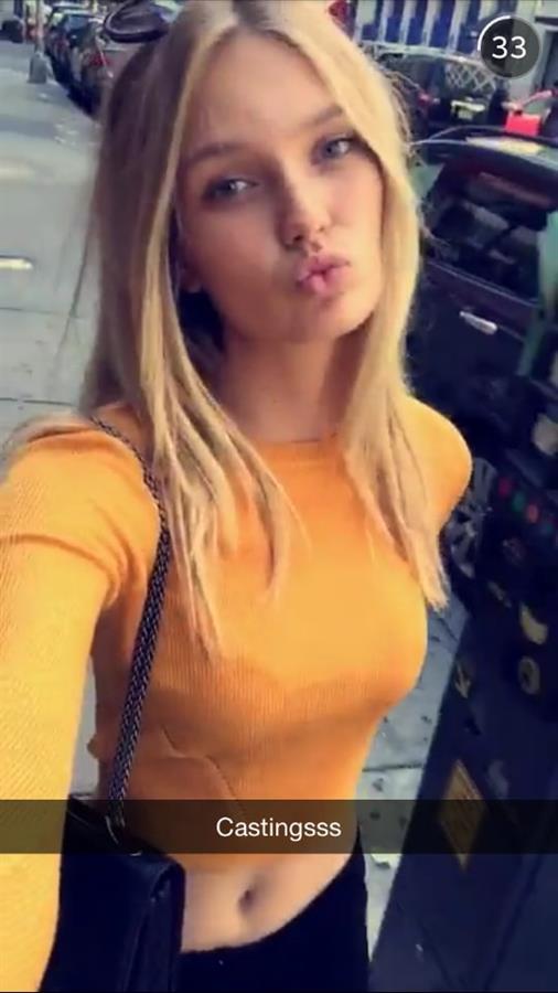 Romee Strijd taking a selfie