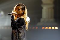 Rihanna performs live on stage at Pavilhão Atlântico in Lisbon on May 28, 2013