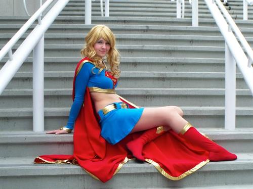 Girls dressed up as Supergirl