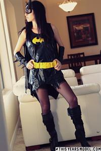 Catie Minx in batgirl Halloween costume