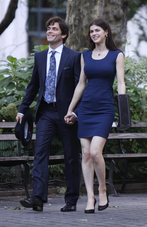Alexandra Daddario on set of white collar in New York City on August 26, 2010