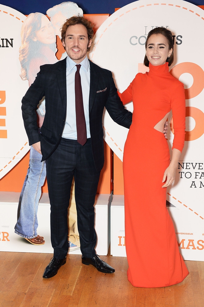 Премьера лиля. Lily Collins & Sam Claflin Premiere 'Love, Rosie. Сэм Клафлин с женой. Сэм Клафлин и его девушка.