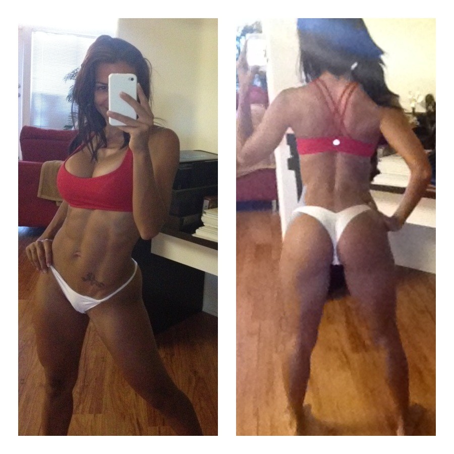 Vida Guerra in a bikini taking a selfie