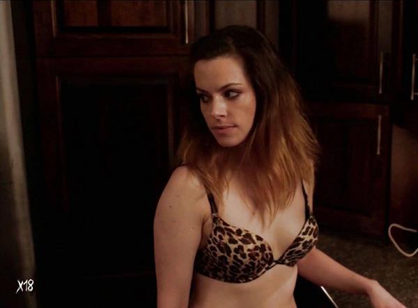 Emily Hampshire in lingerie