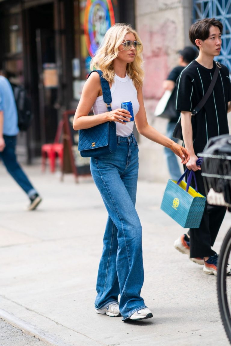 Elsa Hosk braless tits in a white top seen by paparazzi.



























