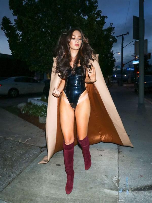 Megan Pormer in a sexy latex bodysuit seen by paparazzi.














