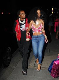 Saweetie sexy boobs showing nice cleavage seen by paparazzi with Quavo.












