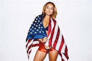 Karrueche Tran sexy in a bikini top showing some nice cleavage for the 4th of July.



