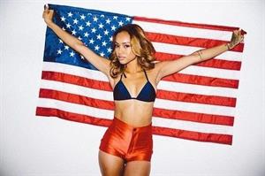 Karrueche Tran sexy in a bikini top showing some nice cleavage for the 4th of July.



