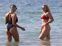 Tallia Storm sexy in a red bikini seen by paparazzi at the beach.











