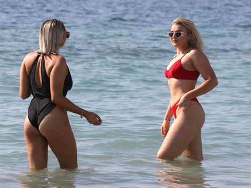 Tallia Storm Bikini Pictures Tallia Storm sexy in a red bikini seen by paparazzi at the beach.