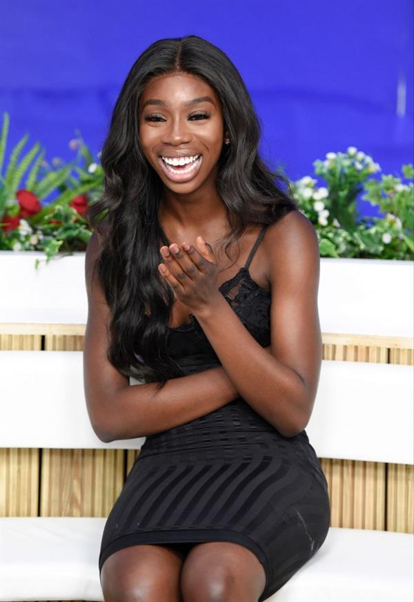 Yewande Biala from Love Island sexy in a tight black dress on  I Saw It First HQ .















