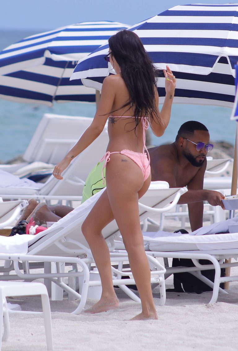 Chantel Jeffries Bikini Pictures Chantel Jeffries sexy ass in a bikini at the beach in Miami seen by paparazzi showing nice cleavage.