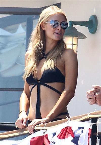 Paris Hilton on a balcony