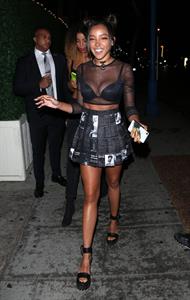 Tinashe sexy cleavage in a see through top showing her boobs in just a bra seen by paparazzi.



















