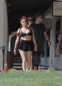 Ariel Winter paparazzi pictures in black bikini top and short skirt