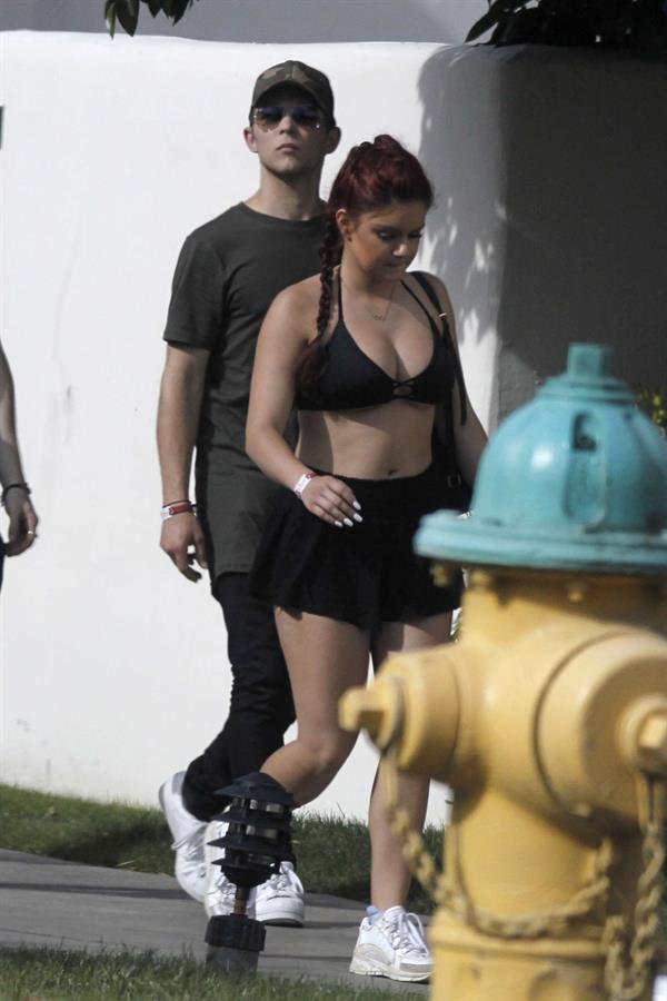 Ariel Winter paparazzi pictures in black bikini top and short skirt