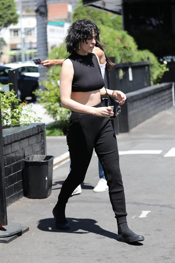 Rumer Willis braless tits pokies in a black top seen by paparazzi showing off her boobs.

