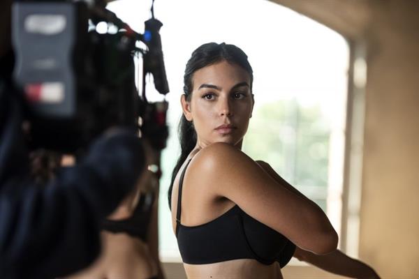 Georgina Rodriguez sexy lingerie photo shoot showing nice cleavage.














