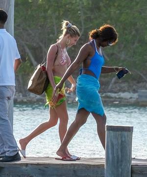 Hailey Bieber, Kendall Jenner and Justine Skye sexy bikini and swimsuit photos seen on a boat drinking for Hailey Bieber's bachelorette party.
