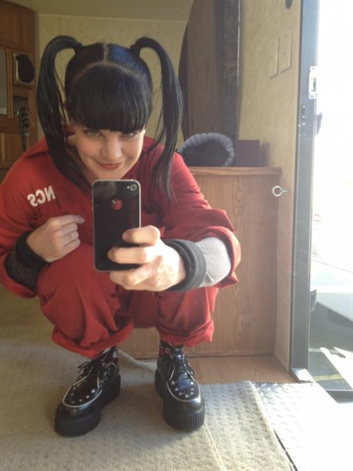 Pauley Perrette taking a selfie