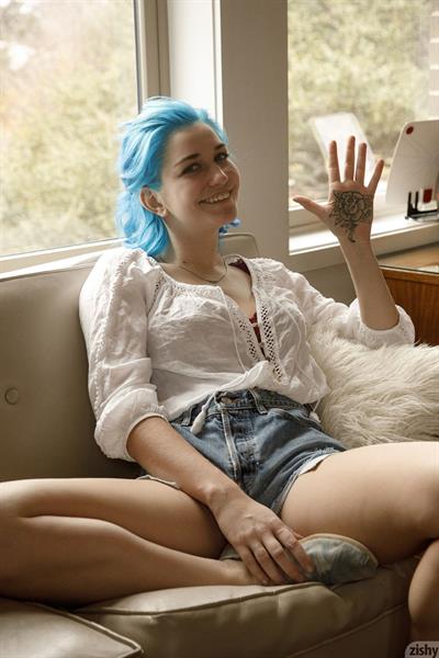 Skye Blue in Denim Shorts