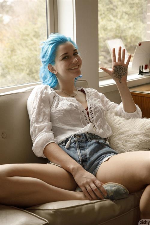 Skye Blue in Denim Shorts