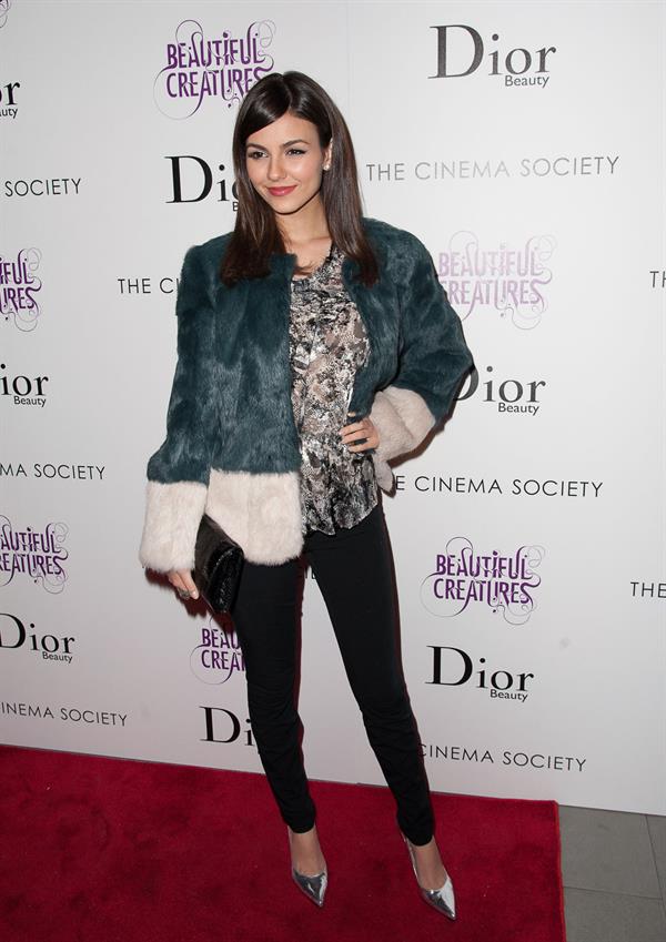 Victoria Justice The Cinema Society screening of Beautiful Creatures in NY 2/11/13 