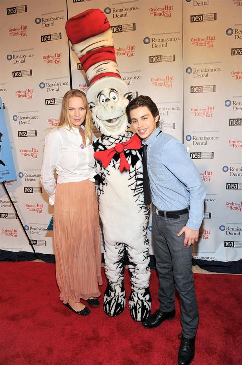 Uma Thurman joins Cat In The Hat On NEA's Read Across America Day at New York Public Library (01.03.0213) 