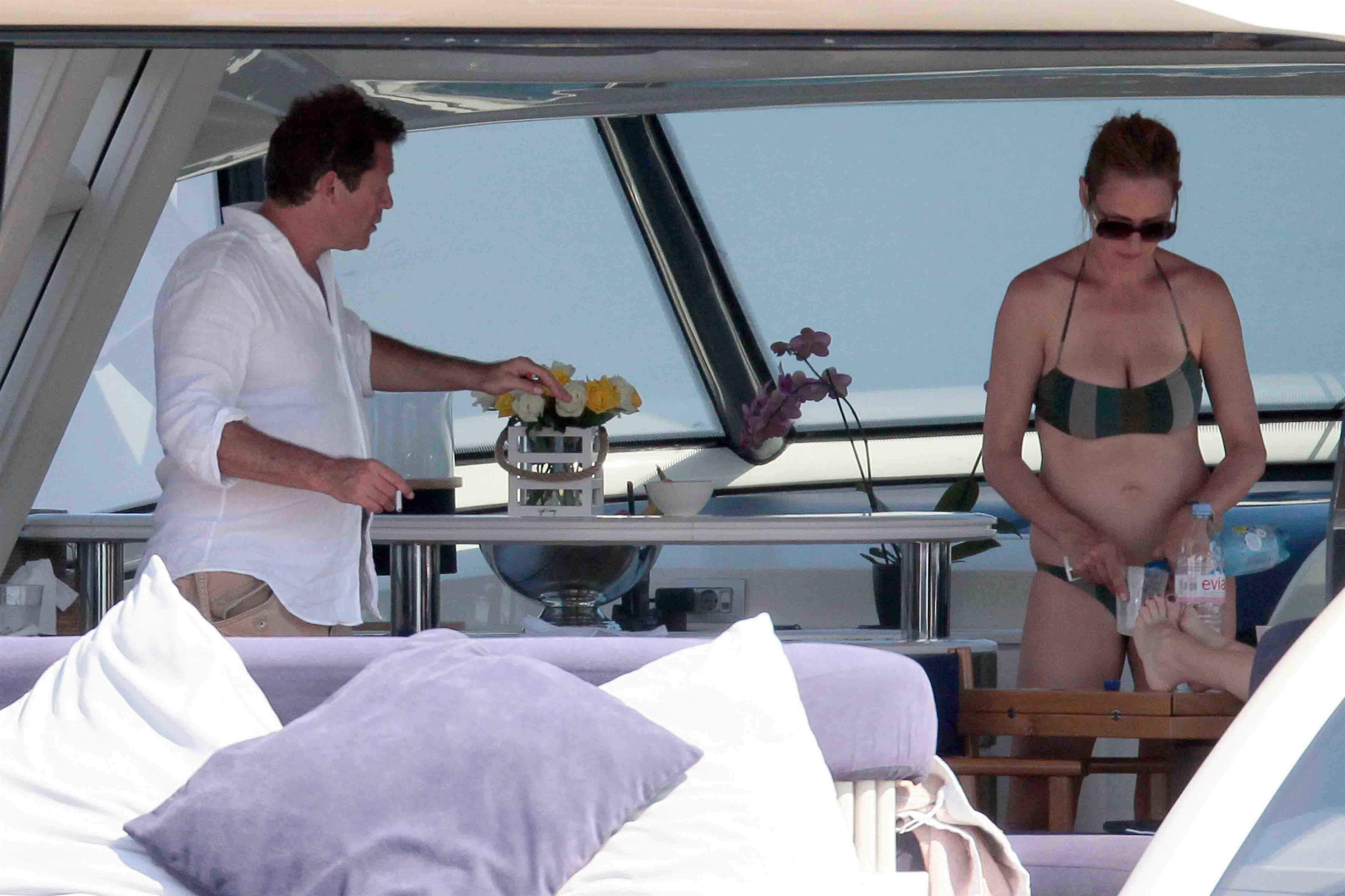 Uma Thurman on a yacht in St Trope July 6, 2013 