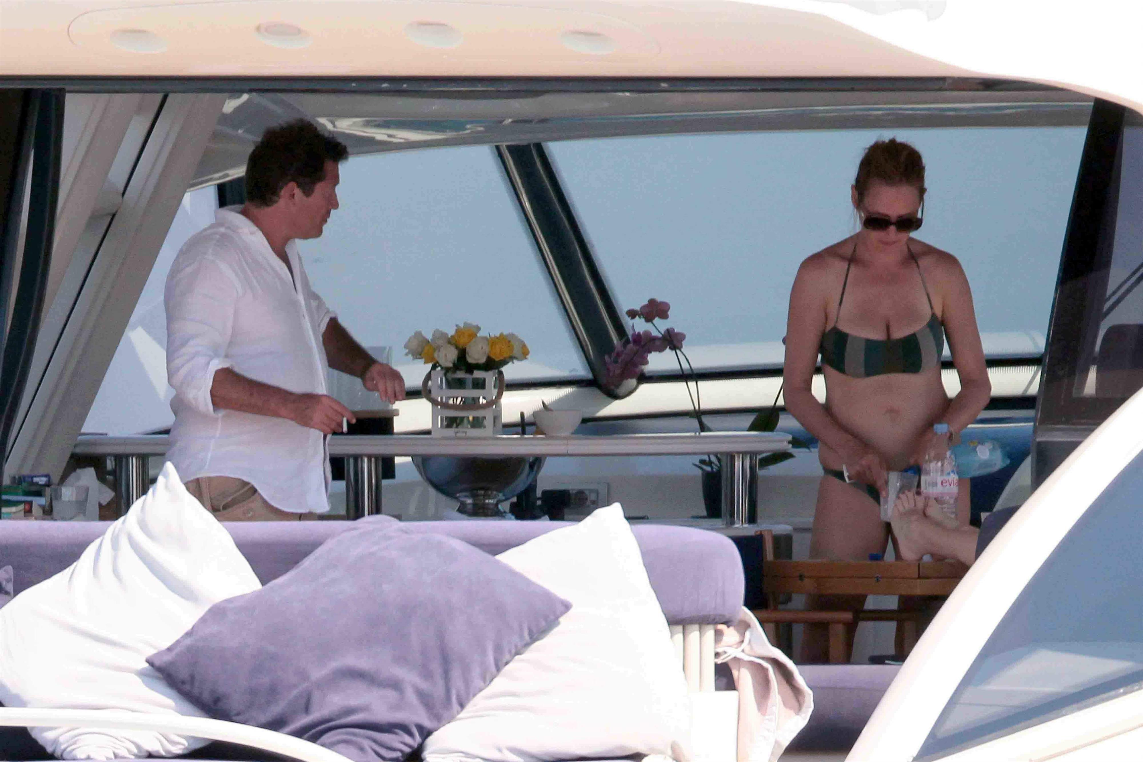 Uma Thurman on a yacht in St Trope July 6, 2013 