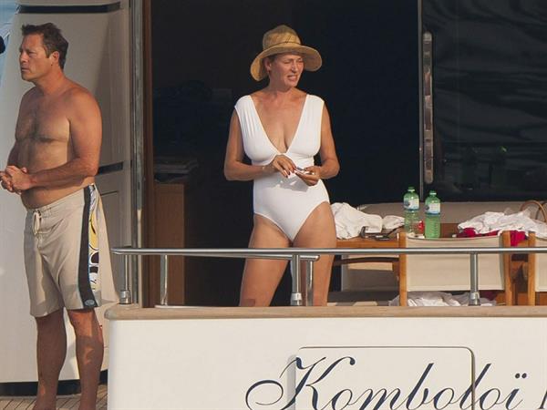 Uma Thurman bathing suit on Yacht in Saint-Tropez July 7-2013 