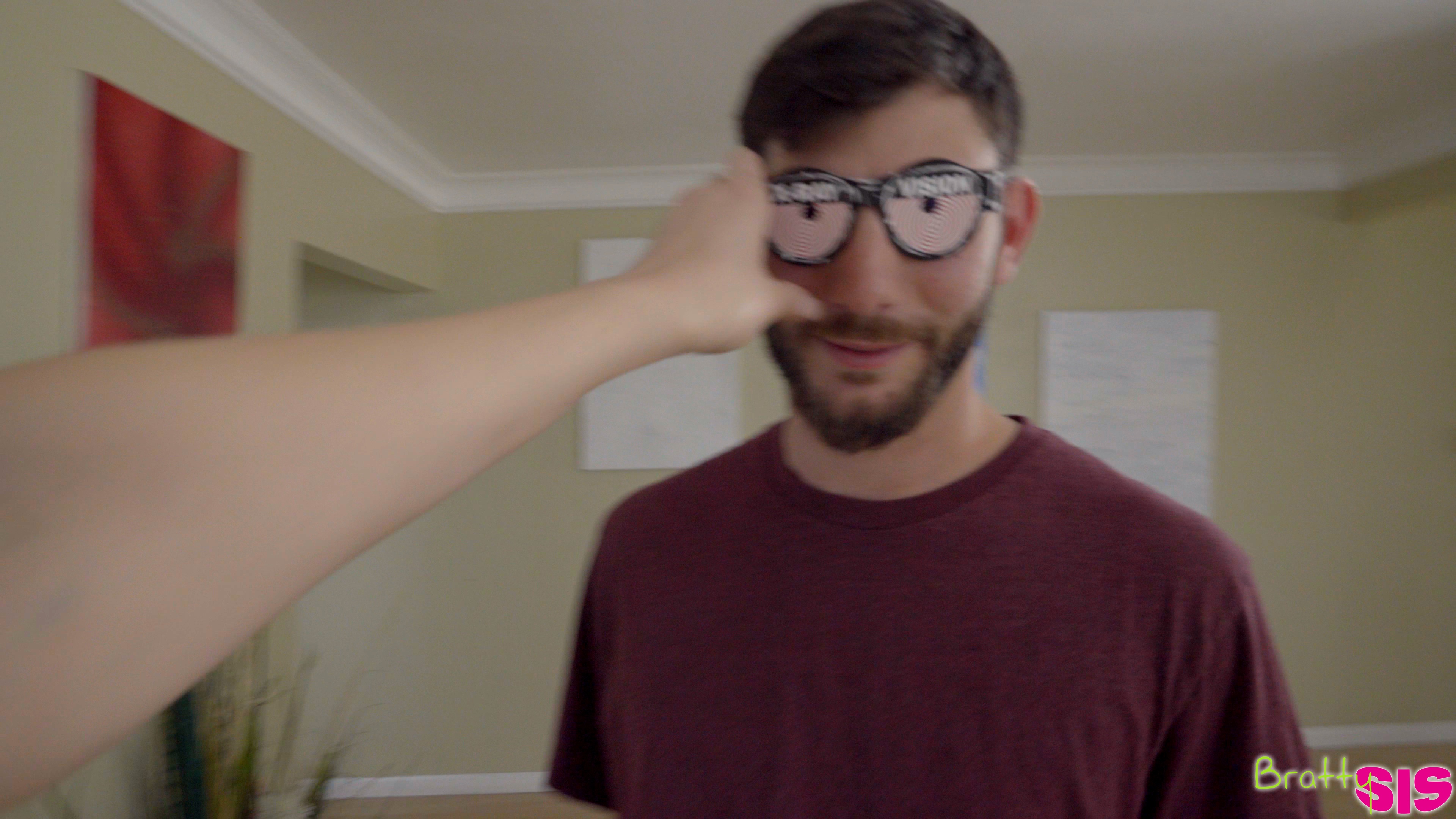 Alexa Grace steals her stepbrothers xray specs and realizes they work as she admires the big dick she wants inside her